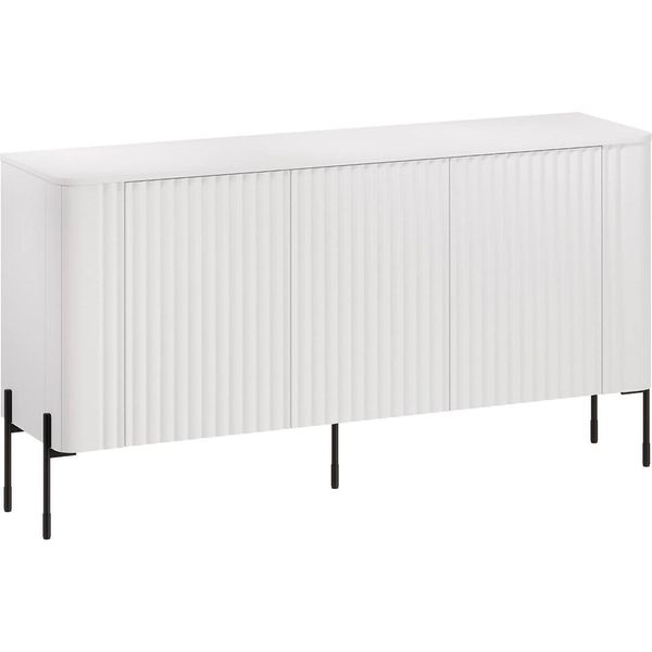 Dmora Credenza Amora 39.6X150X80H Cm Bianco, 3 Ripiani 6 Vani-image