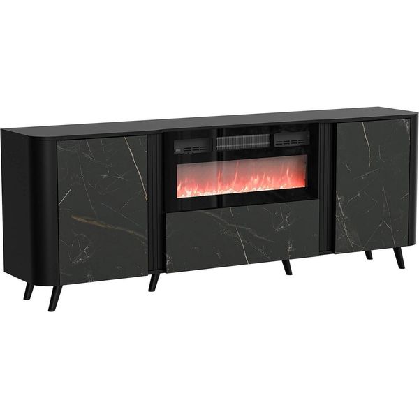 Dmora Credenza Santarem 40X190.5X68.9H Cm Marmo, 2 Ripiani 5 Vani-image