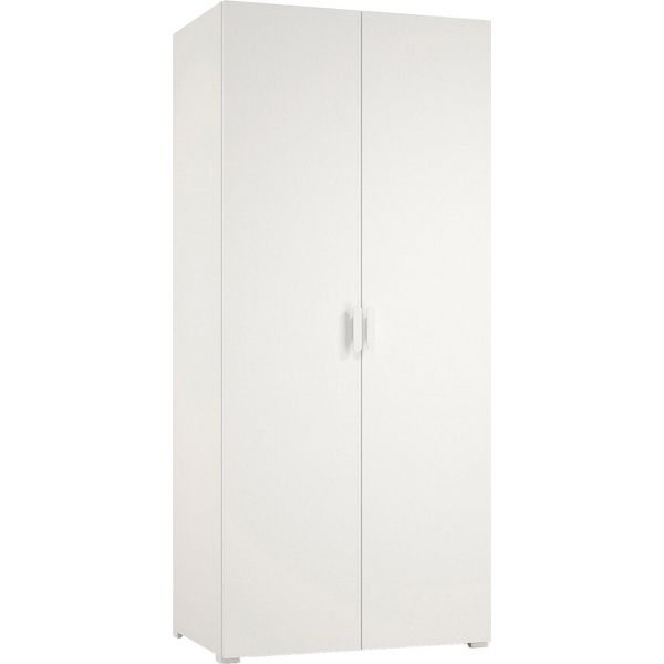 Dmora Guardaroba 2 Ante Nigella 52.00X180.00H Cm Bianco, Appendiabiti 2 Ripiani Italy-image