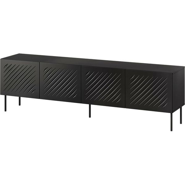 Dmora Mobile Porta Tv Trofa 42X200.5X60H Cm Nero, Un Ripiano 4 Vani-image