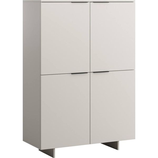 Dmora Credenza Beja 41.5X100X145H Cm Beige, 6 Ripiani 8 Vani-image