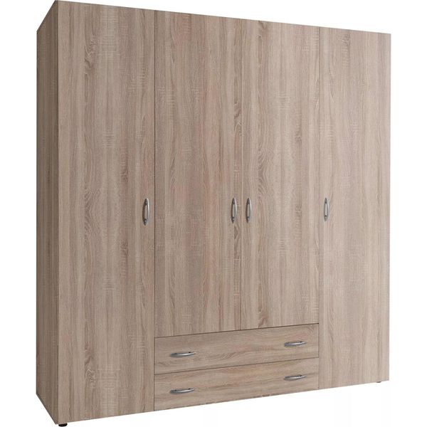 Dmora Guardaroba Grande Meda 51.00X177.00H Cm Marrone Rovere, Appendiabiti Ripiani-image