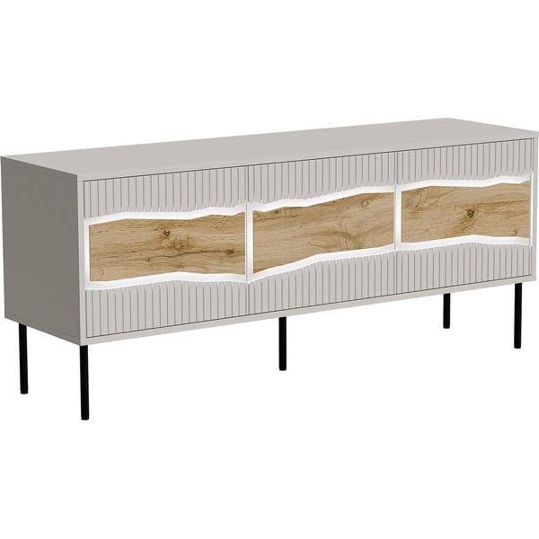 Dmora Mobile Porta Tv Vizela 40X143.5X61.5H Cm Beige, Un Ripiano 3 Vani-image
