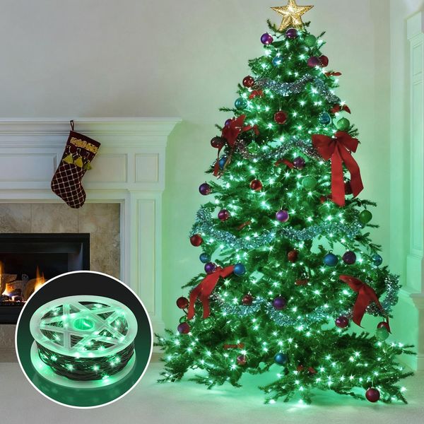 Jayseuw 20M 200 Led Luci Fata Bianco Caldo 10 Modalità Di Luce Luci Fata Festa Giardino Decorazione Luci Di Natale Cavo Verde-image
