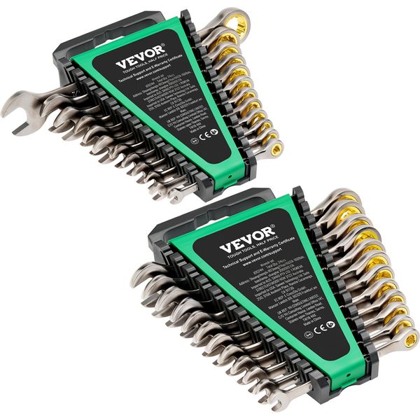 Set Di Chiavi Vevor, Set Di Chiavi A Cricchetto Da 24 Pezzi, Set Di Chiavi In Acciaio Cr-V, Sae Da 1/4 Di Pollice A 7/8 Di Pollice, Metrico Da 8 Mm A 19 Mm, Ideale Per Le Riparazioni-image