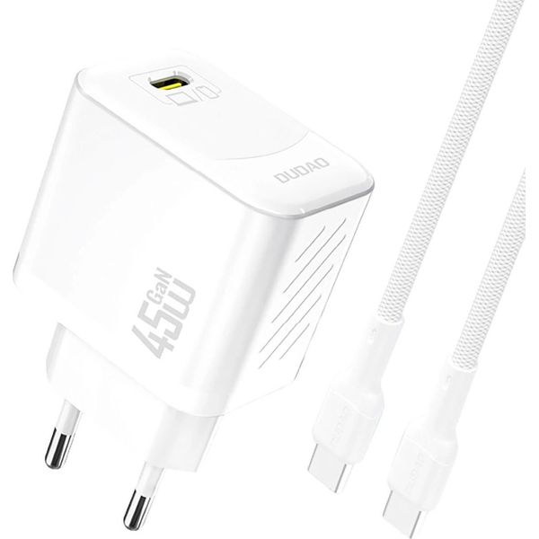 Dudao Dudao A28CEU Adapter 45Watt 1Xusb-C (1M USB-C To USB-C Cable Included) Hvid-image
