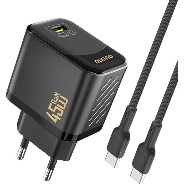 Dudao Dudao A28CEU Adapter 45Watt 1Xusb-C (1M USB-C To USB-C Cable Included) Sort-image