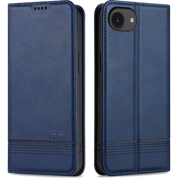 Custodia Per Iphone 16E, Portafoglio Con Chiusura Magnetica E Supporto, Custodia Flip In Pelle Per Iphone 16E Blu-image