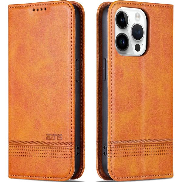 Custodia Per Iphone 15 Pro Max, Portafoglio Con Chiusura Magnetica E Supporto, Custodia Flip In Pelle Per Iphone 15 Pro Max Marrone-image