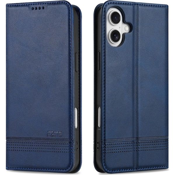 Custodia Per Iphone 16 Plus, Portafoglio Con Chiusura Magnetica E Supporto, Custodia In Pelle Flip Per Iphone 16 Plus Blu-image
