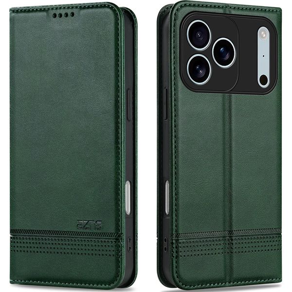 Custodia Per Iphone 17 Pro Max, Portafoglio Con Chiusura Magnetica E Supporto, Custodia Flip In Pelle Per Iphone 17 Pro Max Verde-image
