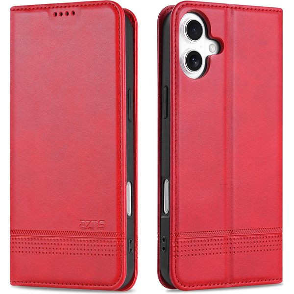 Custodia Iphone 16, Portafoglio Con Chiusura Magnetica E Supporto, Custodia Flip In Pelle Per Iphone 16 Rosa-image