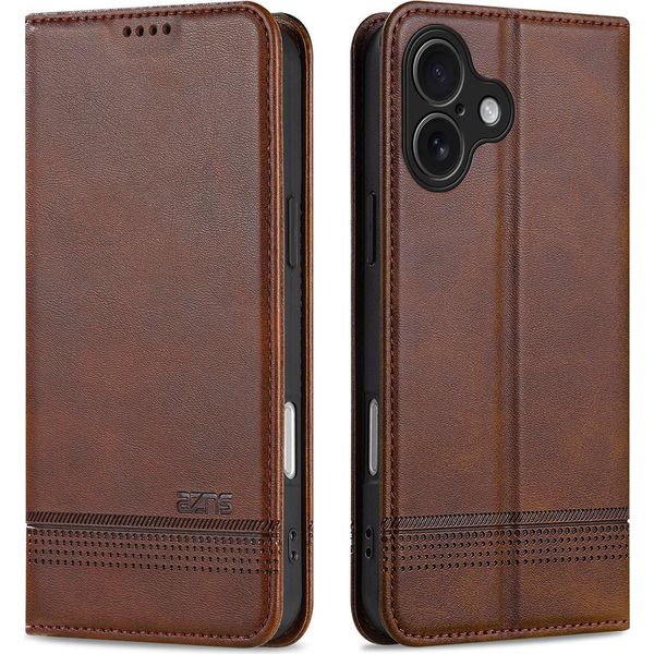 Custodia Per Iphone 17, Portafoglio Con Chiusura Magnetica E Supporto, Custodia In Pelle Flip Per Iphone 17 Caffè-image