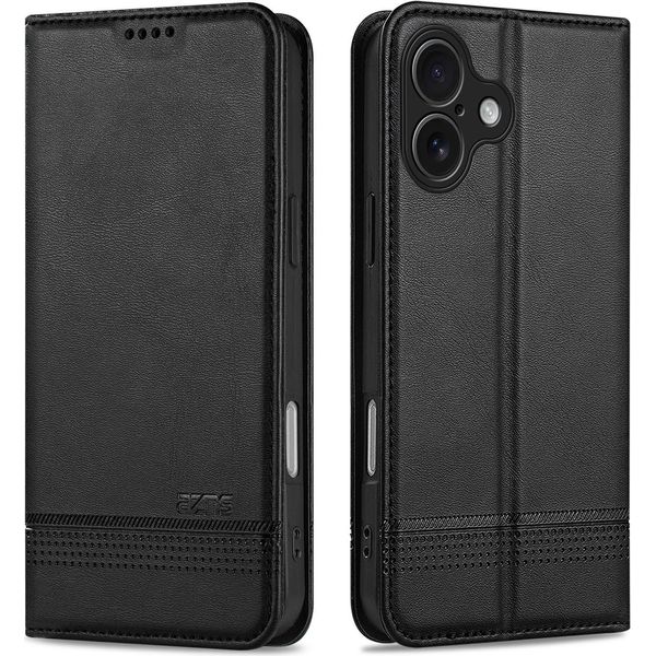 Custodia Per Iphone 17, Portafoglio Con Chiusura Magnetica E Supporto, Custodia In Pelle Flip Per Iphone 17 Nero-image