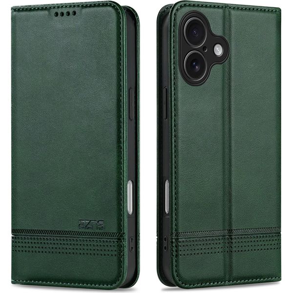 Custodia Per Iphone 17, Portafoglio Con Chiusura Magnetica E Supporto, Custodia In Pelle Flip Per Iphone 17 Verde-image