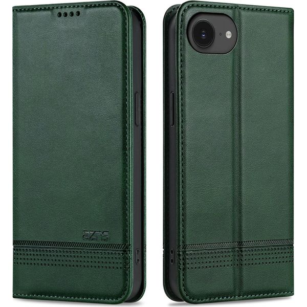 Custodia Iphone 16E, Portafoglio Con Chiusura Magnetica E Supporto, Custodia Flip In Pelle Per Iphone 16E Verde-image
