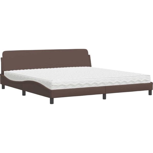Vidaxl Letto Con Materasso "Dover"" Marrone 200X200 Cm In Pelle Finta"-image