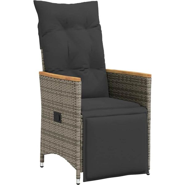Vidaxl Poltrona Da Giardino Con Cuscino 2 Pz. Regolabile In Poly Rattan Grigio-image