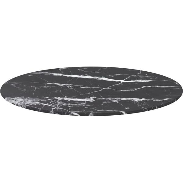 Vidaxl Piano Del Tavolo Nero Ø60X0,8 Cm In Vetro Temperato Effetto Marmo-image
