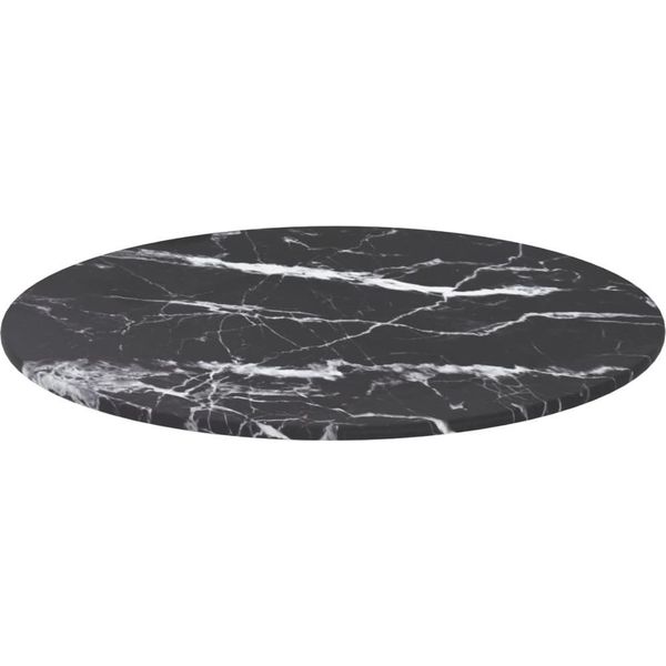 Vidaxl Piano Del Tavolo Nero Ø40X0,8 Cm In Vetro Temperato Effetto Marmo-image