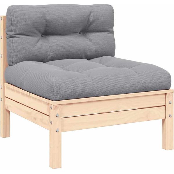 Vidaxl Divano Da Giardino A 2 Posti Con Cuscini Grigi In Legno Di Pino Massiccio-image