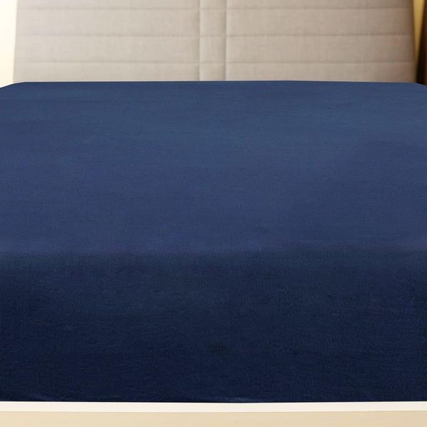 Vidaxl Lenzuolo Matrimoniale 2 Pz. Jersey Blu Navy 140X200 Cm Cotone-image