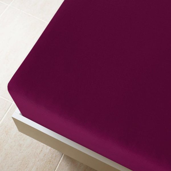 Vidaxl Lenzuolo Matrimoniale Jersey Bordeaux Rosso 160X200 Cm Cotone-image