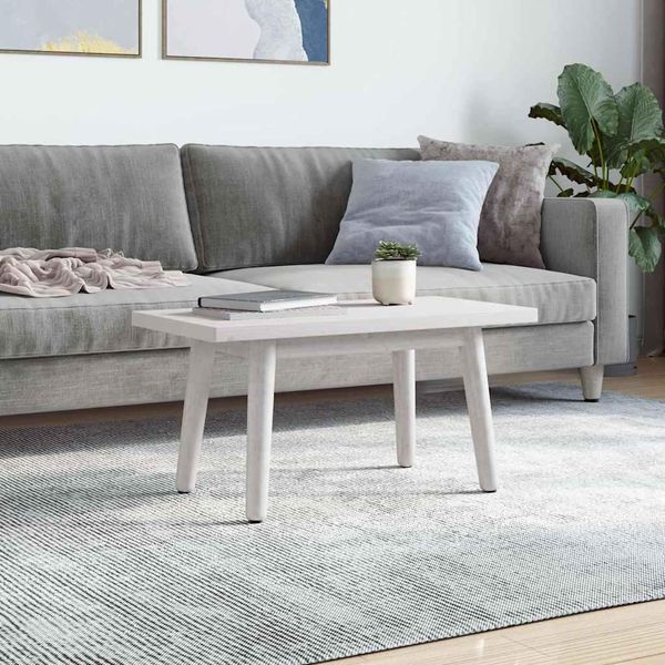 Piano Del Tavolo Bianco 80X40X2,5 Cm In Pino Massiccio Rettangolare-image