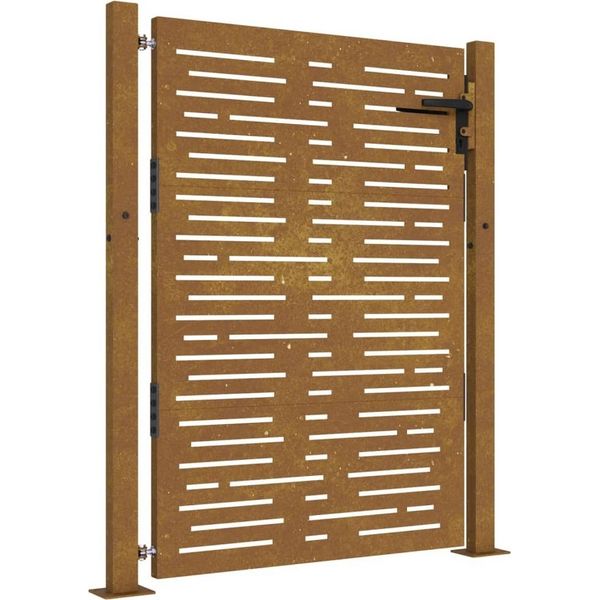 Vidaxl Cancello Da Giardino 105X130 Cm In Acciaio Corten Design Quadrato-image
