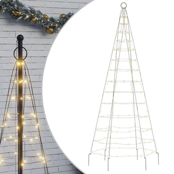 Vidaxl Albero Di Natale A Led Per Pennone 200 Led Bianco Caldo 180 Cm-image