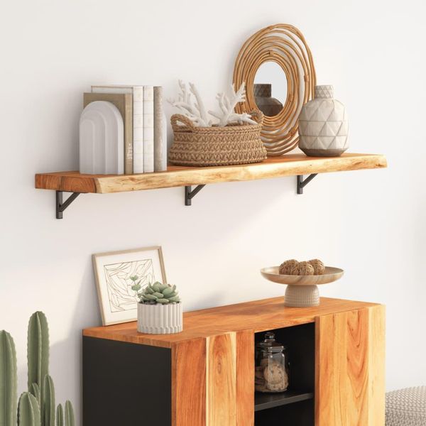 Vidaxl Mensola A Muro 120X20X3,8 Cm Rettangolare In Legno Massiccio Acacia Bordo Albero-image