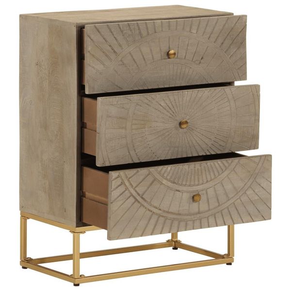 Vidaxl Cassettiera 55X30X76 Cm In Legno Massiccio Di Mango E Ferro-image