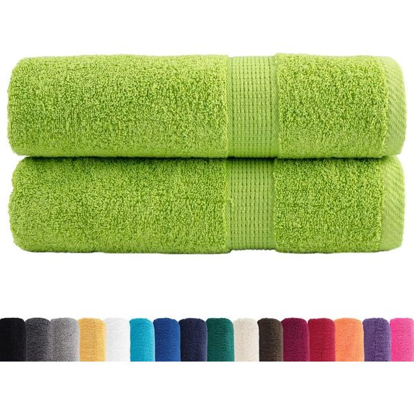 Vidaxl Asciugamani Da Doccia Premium Solund 2 Pz. Verde Mela 70X140 Cm 600 G/M²-image