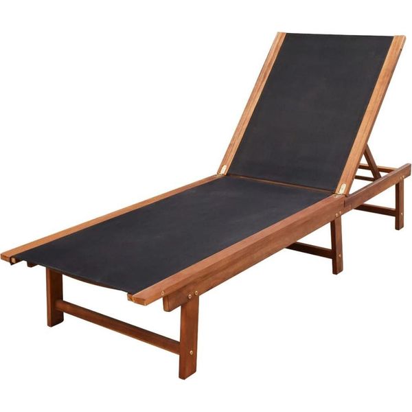 Vidaxl Lettini Prendisole 2 Pezzi Con Tavolo In Legno Massiccio Di Acacia E Textilene-image