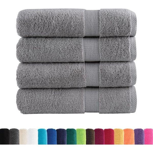 Vidaxl Asciugamani Da Doccia Premium Solund 4 Pz. Grigio 70X140 Cm 600 G/M²-image
