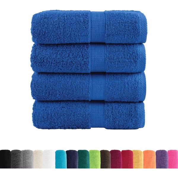 Vidaxl Asciugamani Premium Per Ospiti Solund 4 Pz. Blu 30X50 Cm 600 G/M²-image