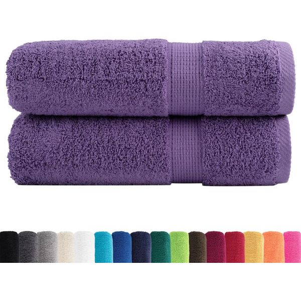 Vidaxl Asciugamani Da Doccia Premium Solund 2 Pz. Viola 70X140 Cm 600 G/M²-image