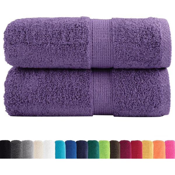Vidaxl Asciugamani Premium Per Ospiti Solund 2 Pz. Viola 30X50 Cm 600 G/M²-image