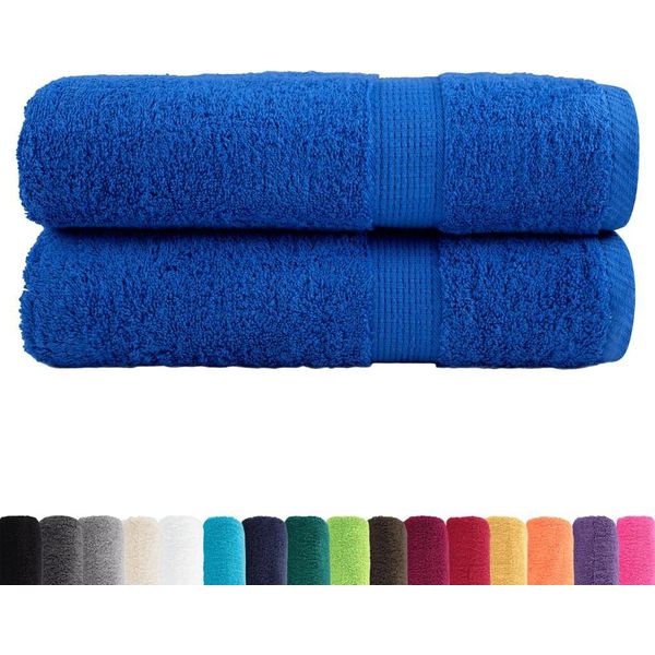 Vidaxl Asciugamani Da Doccia Premium Solund 2 Pz. Blu 70X140 Cm 600 G/M²-image