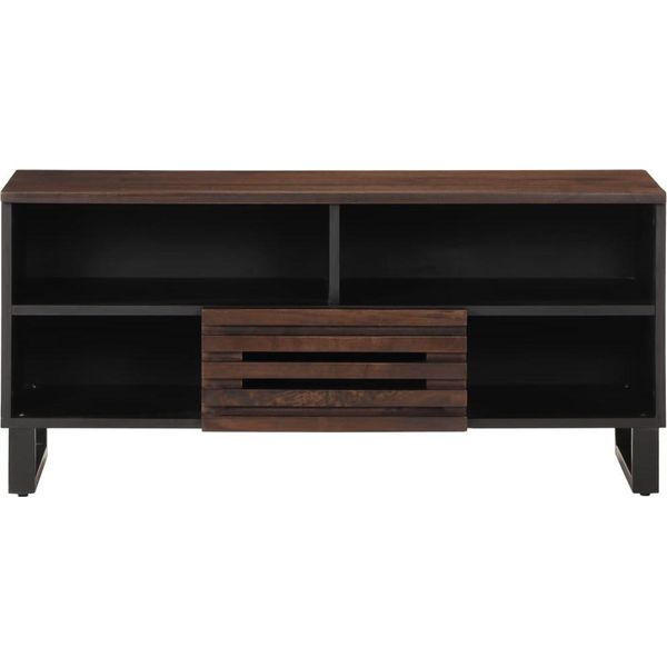 Mobile Tv Vidaxl Marrone 100X34X46 Cm In Legno Massiccio Di Mango-image