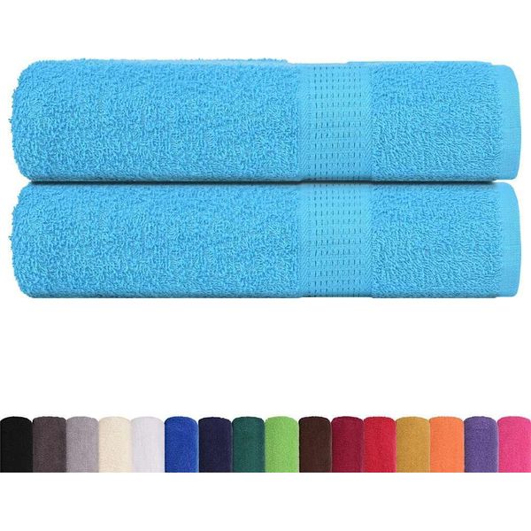 Vidaxl Asciugamani Da Doccia 2 Pz. Turchese 70X140 Cm 360 G/M² 100% Cotone-image