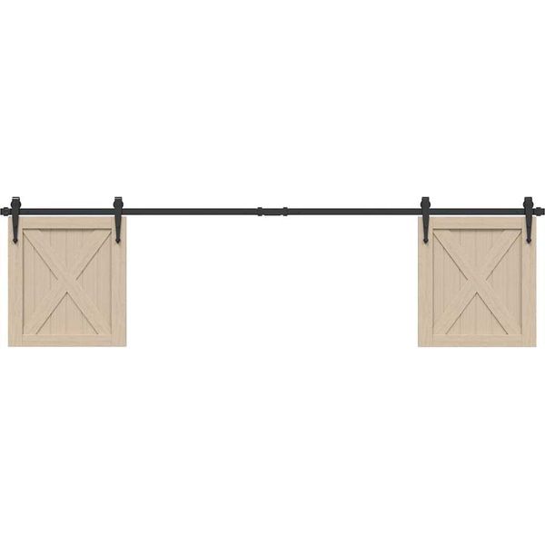 Vidaxl Set Di Accessori Per Porte Scorrevoli Per Armadi 200 Cm Acciaio Al Carbonio-image