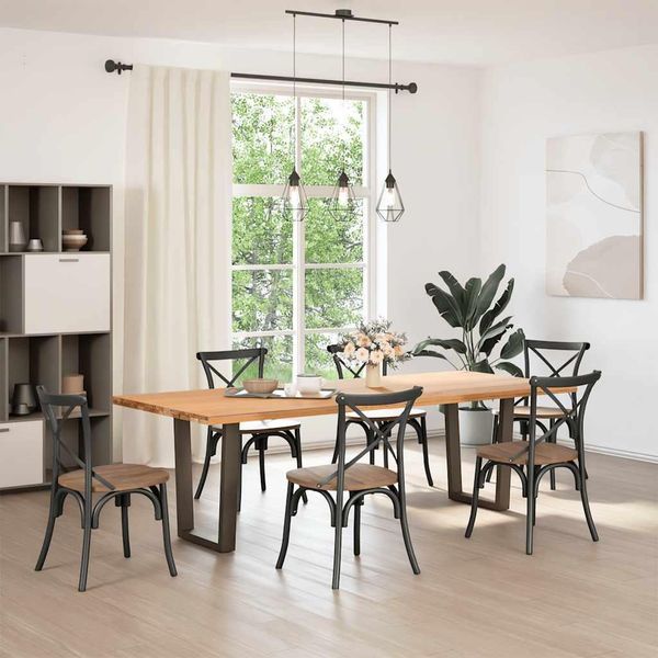 Vidaxl Gambe Del Tavolo Da Pranzo A Forma Di V 2 Pezzi In Acciaio Naturale 70X(72-73,3) Cm Acciaio-image