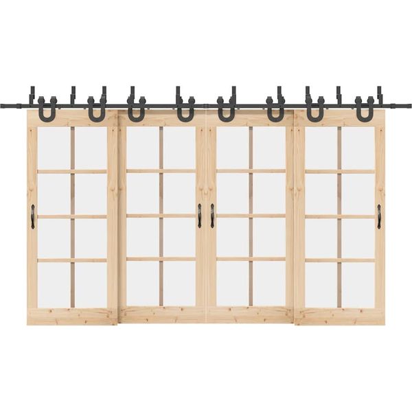 Vidaxl Set Di Ferramenta Per Porte Scorrevoli 400 Cm Acciaio Nero-image