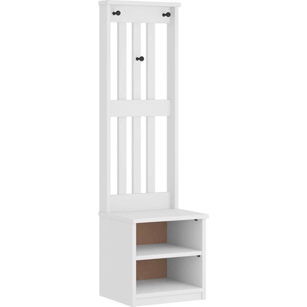 Vidaxl Appendiabiti Sandnes Bianco 45X40X159,5 Cm In Legno Di Pino Massiccio-image