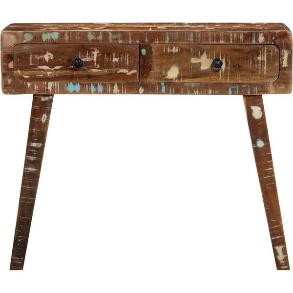 Vidaxl Tavolo Consolle 90X32X75 Cm Legno Vecchio Legno Massiccio-image
