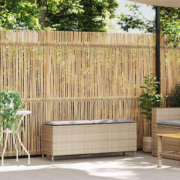 Vidaxl Panca Da Giardino Con Cuscini Beige 110X30X40,5 Cm Poly Rattan-image