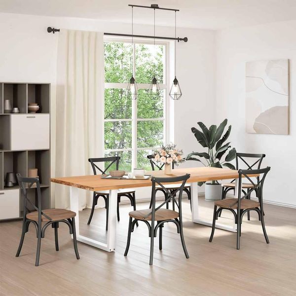 Vidaxl Gambe Del Tavolo Da Pranzo A V 2 Pezzi Bianco 100X(72-73,3) Cm Acciaio-image