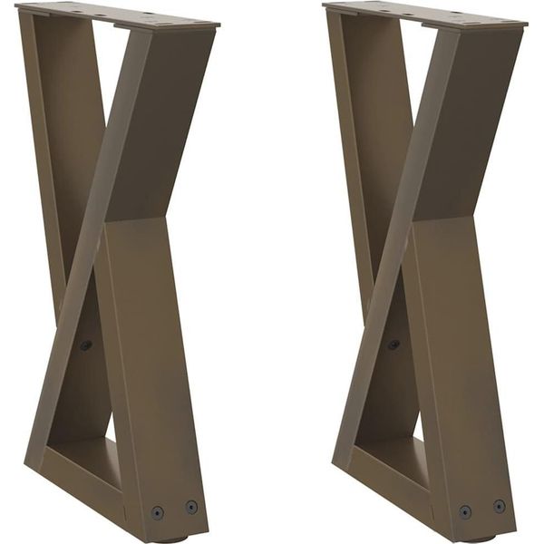 Vidaxl Gambe Del Tavolino 2 Pz. Acciaio Naturale 38X(42-43,3) Cm Acciaio-image