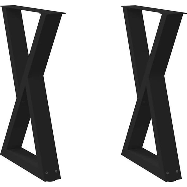 Vidaxl Gambe Del Tavolo Da Pranzo 2 Pezzi Nero 50X(72-73,3) Cm Acciaio-image